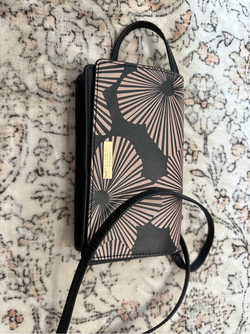 Trina turk Black & Blush Floral Crossbody Bag